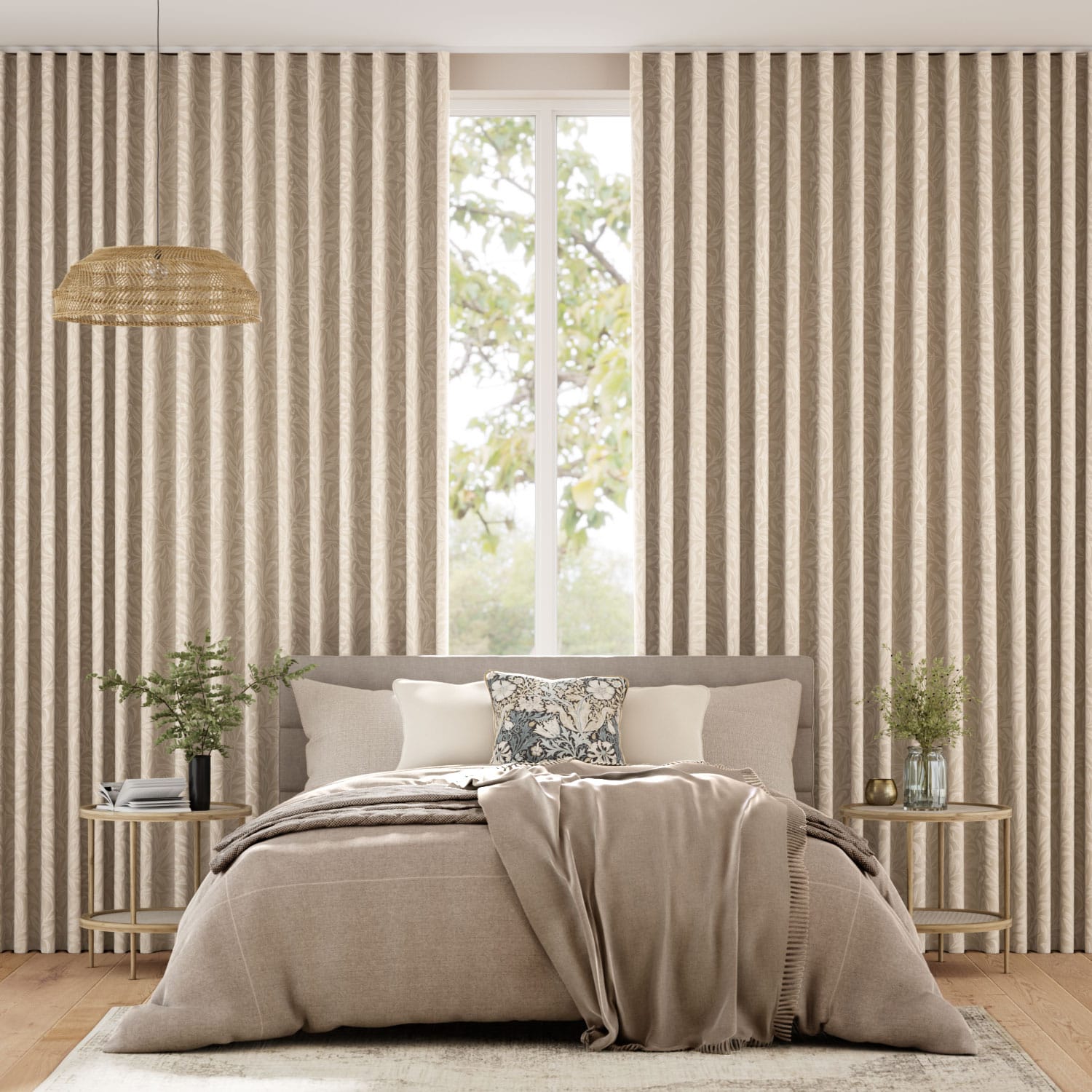 Colorized William Morris Willow Bough Jacquard Soft Gold Curtains