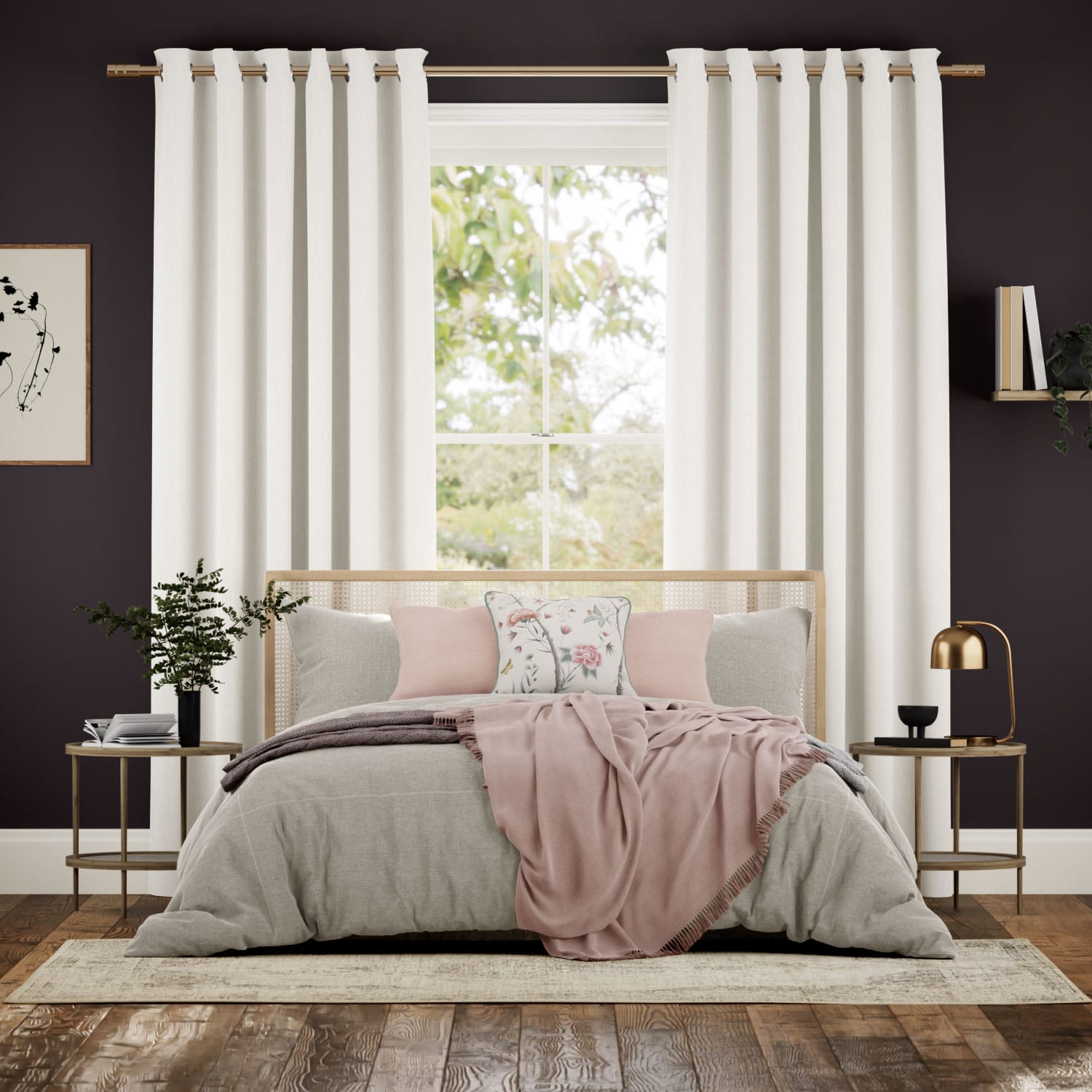 Colorized Etoile Natural White Curtains 6455