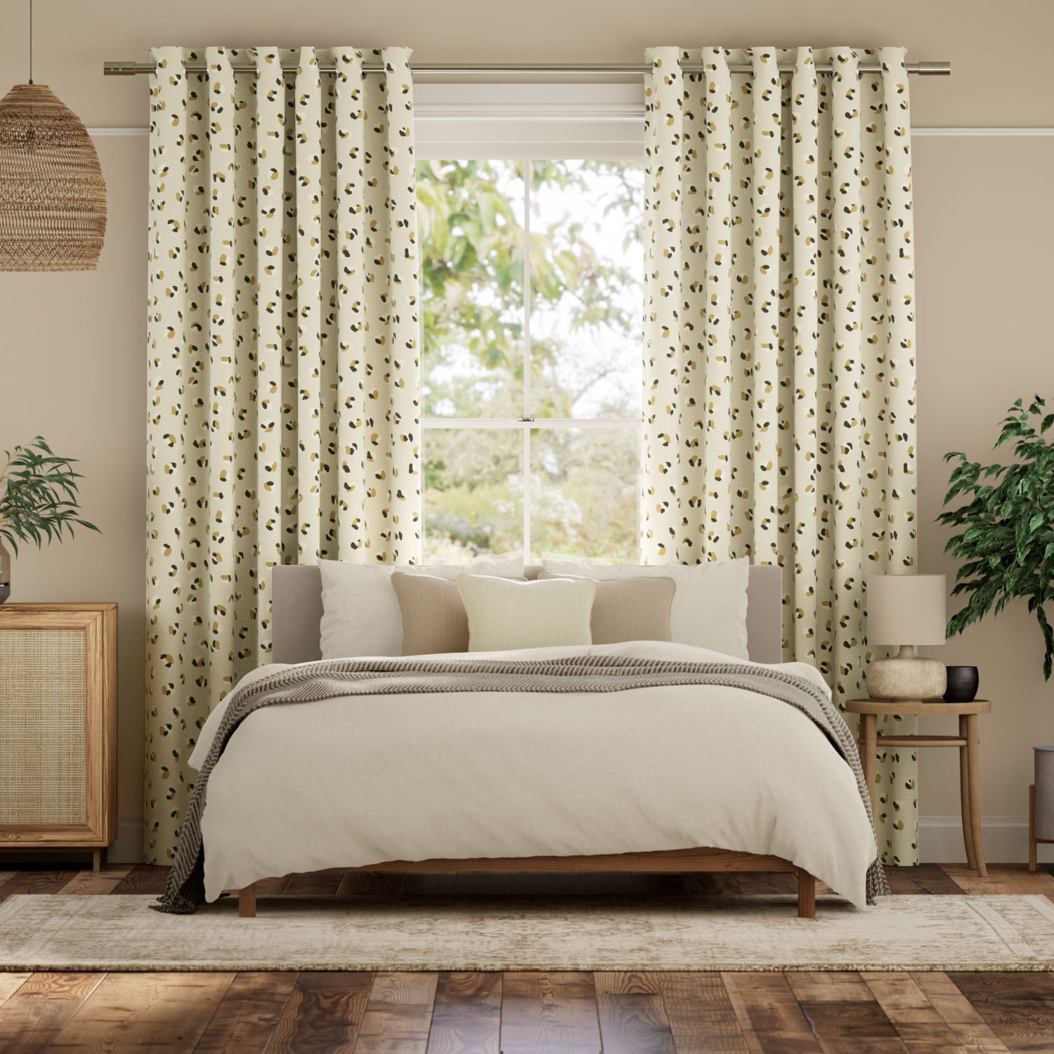 Colorized Leopard Dots Linen Curtains 6457
