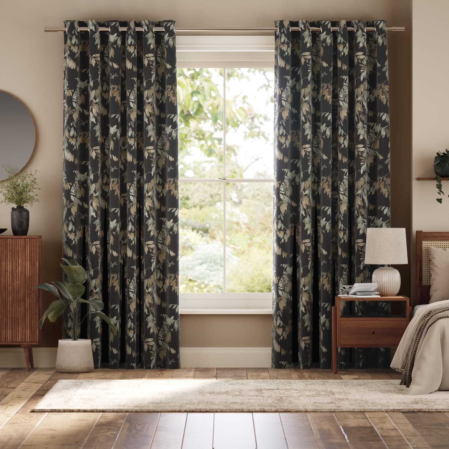 Colorized Watercolour Canopy Velvet Duck Egg Curtains 6477