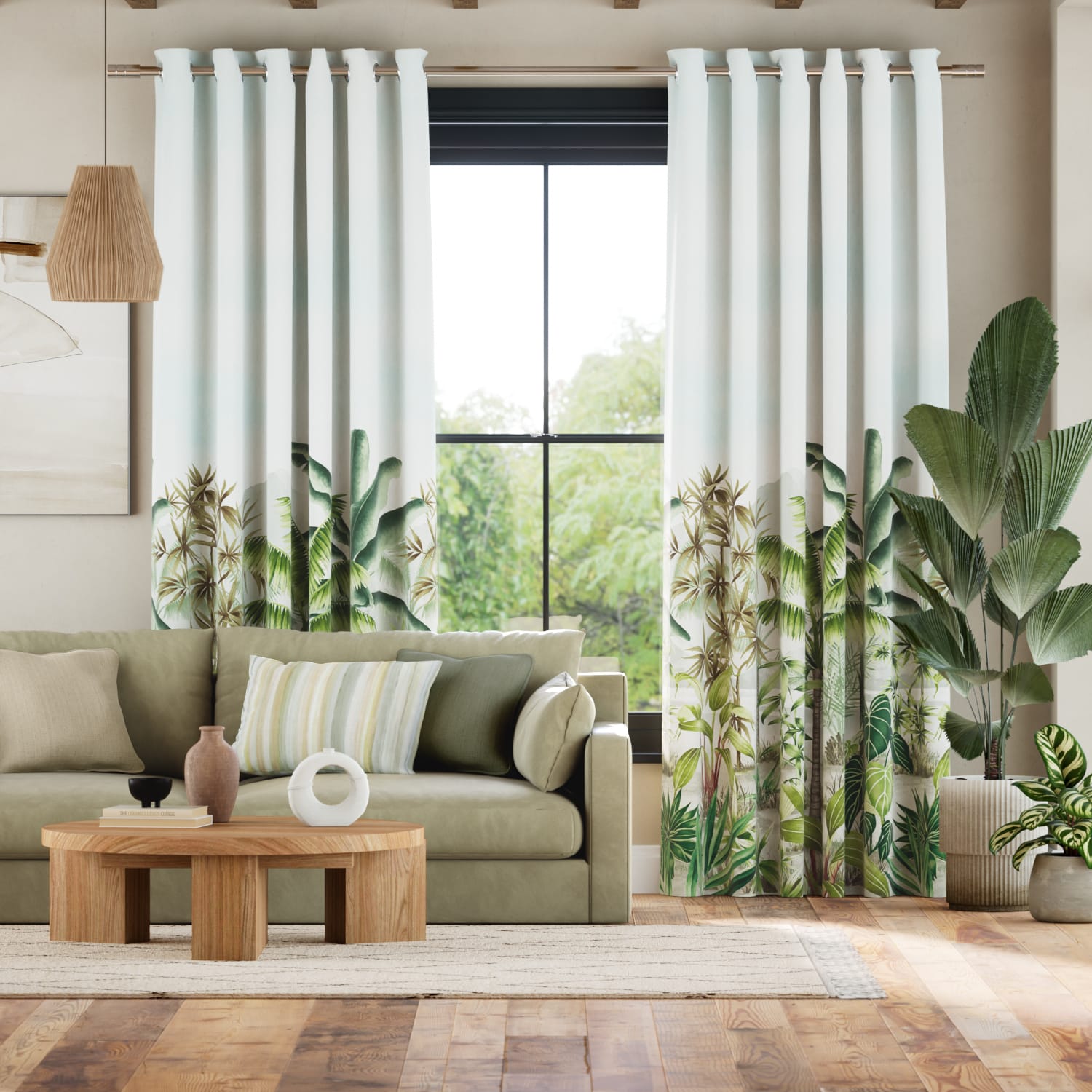Colorized Mountain Palm Serenity Curtains 6480