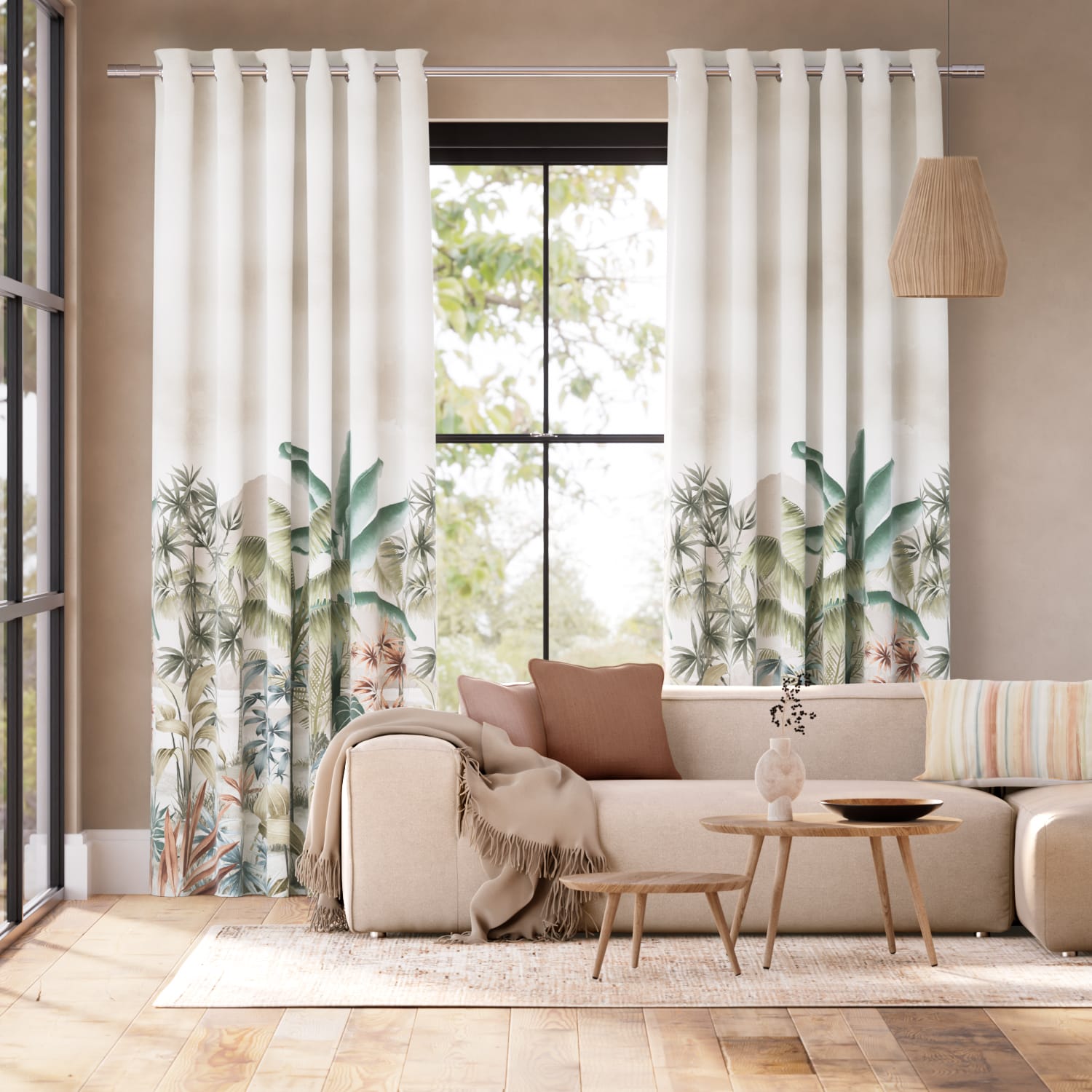 Colorized Mountain Palm Dusk Curtains 6479