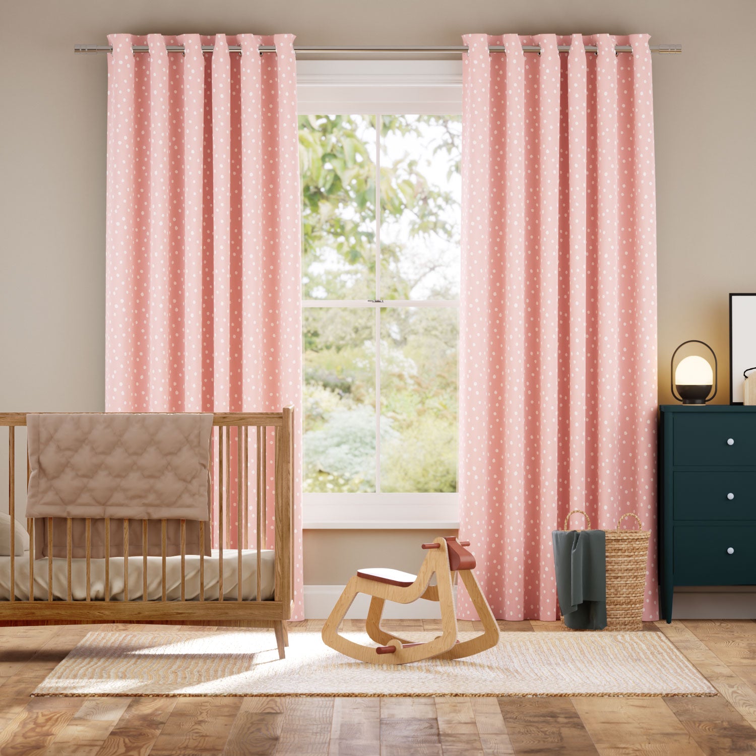 Colorized Dotty Dots Blush Curtains
