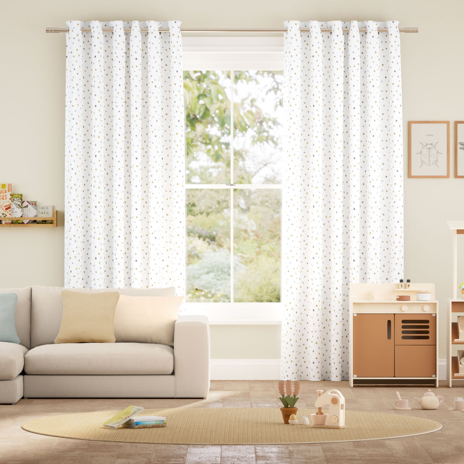 Colorized Dotty Dots Gold Curtains 6493