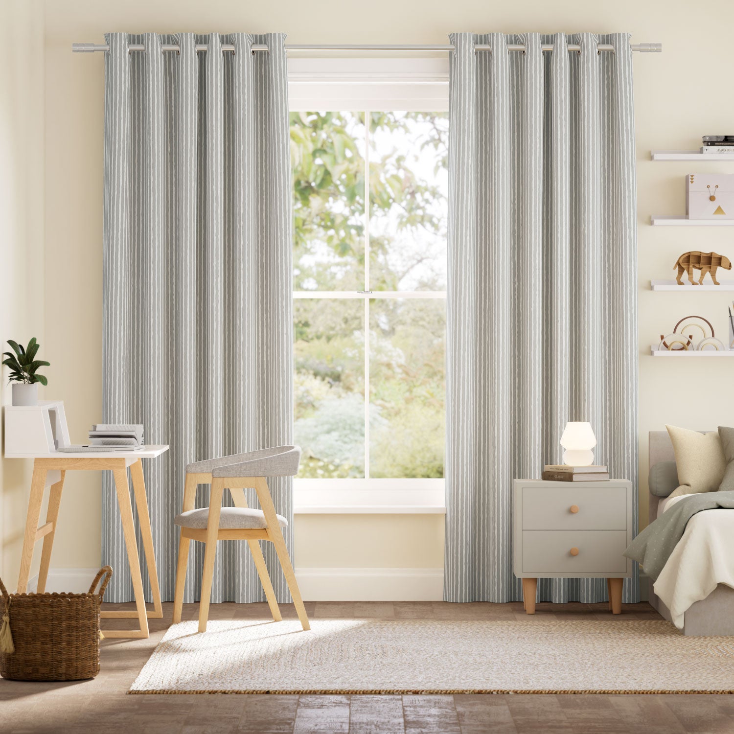 Colorized Suki Stripe Dove Curtains