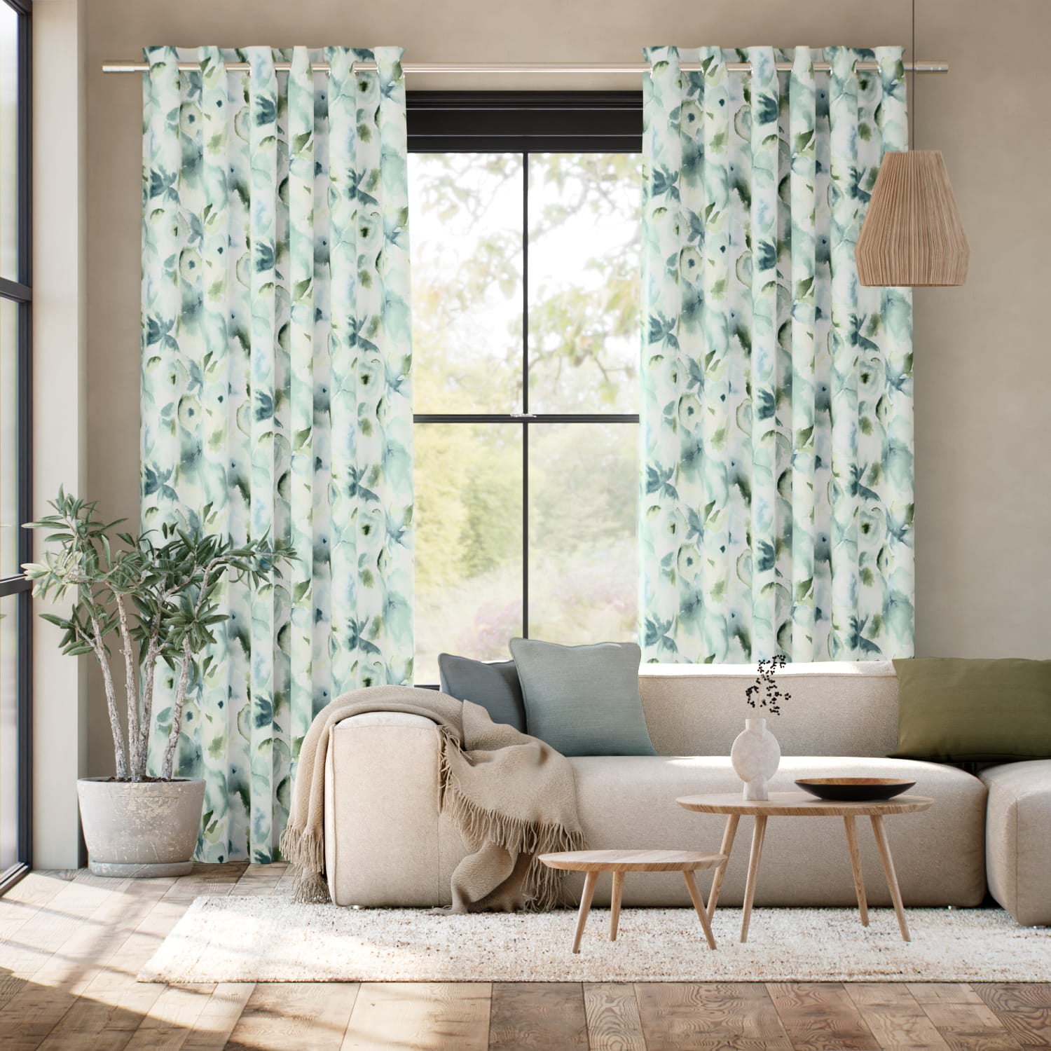 Colorized Flores Seaspray  Curtains 6510
