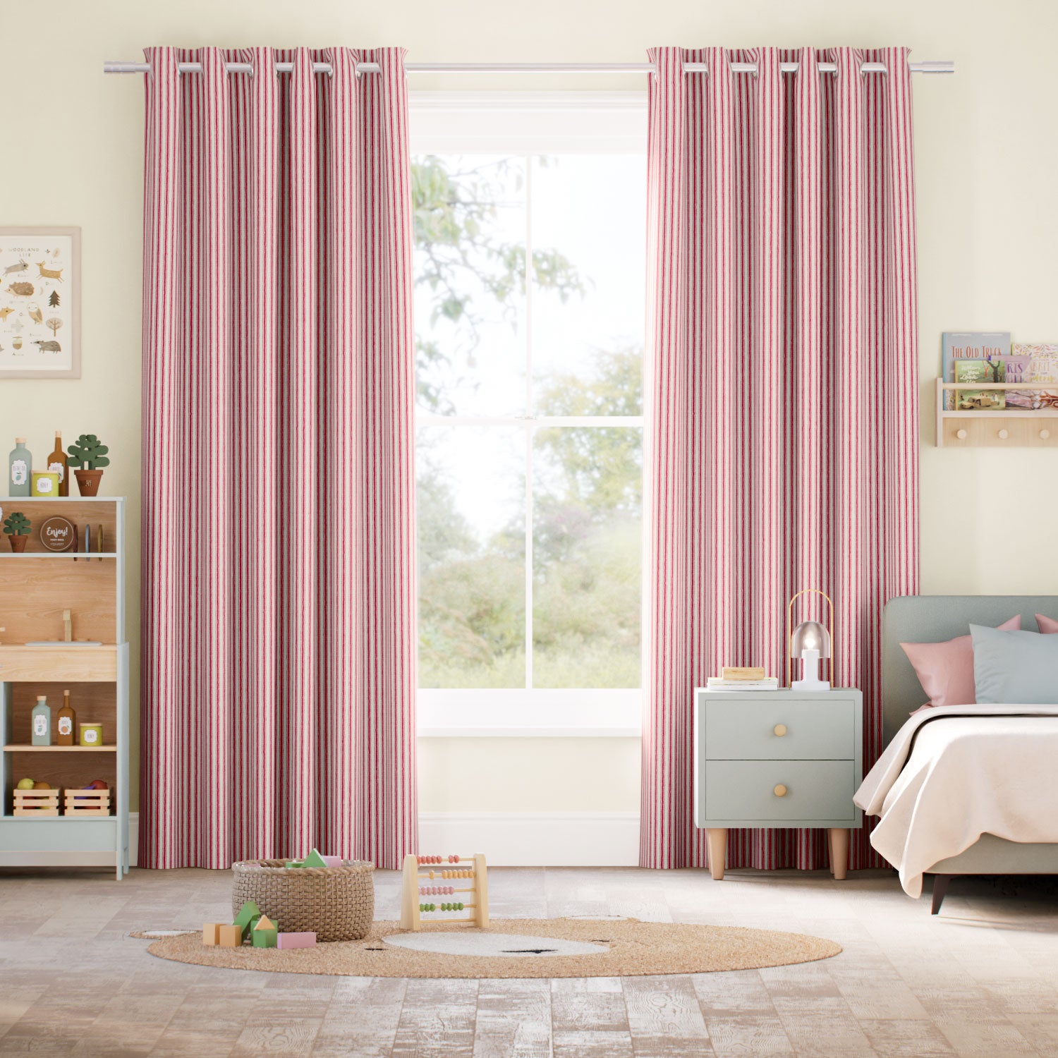Colorized Chester Stripe Berry Curtains