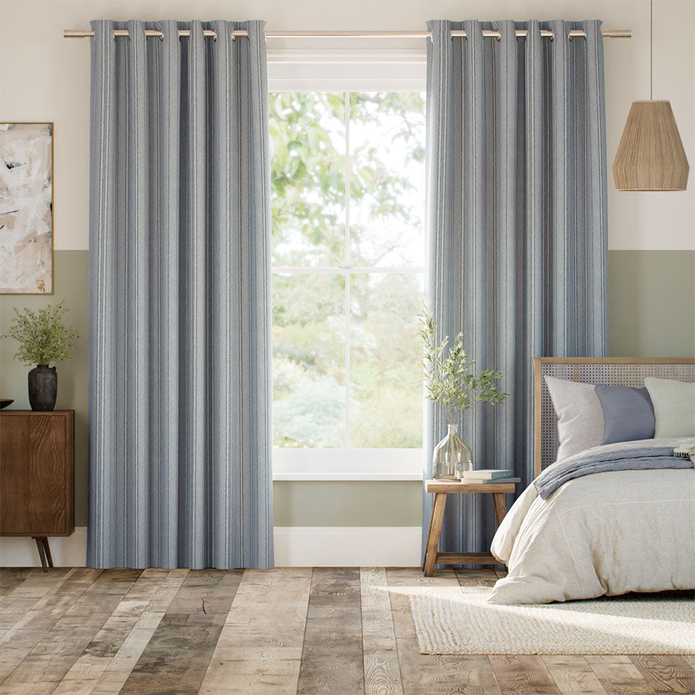Colorized Taylor Blue Grey Stripe Curtains