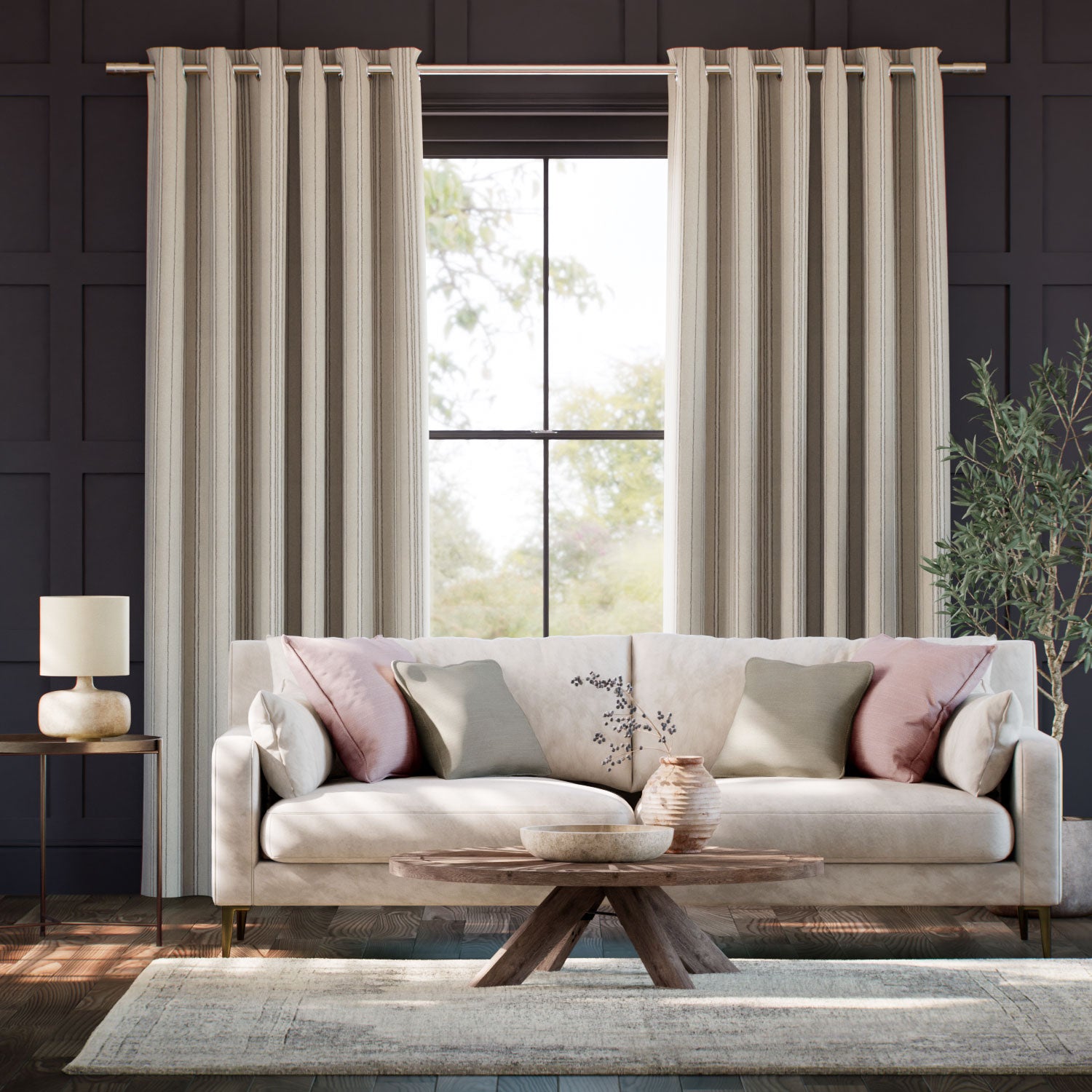 Colorized Taylor Latte Stripe Curtains