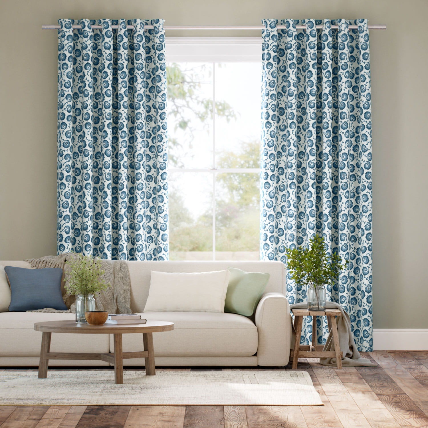 Colorized Fern Frond Sea Waves Curtains 6567