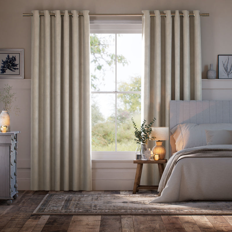 Colorized Cambridge Velvet Blackout Natural Curtains 6581