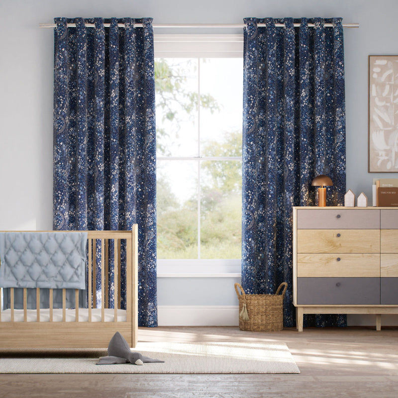 Colorized Adelajda Nighttime Blue Curtains