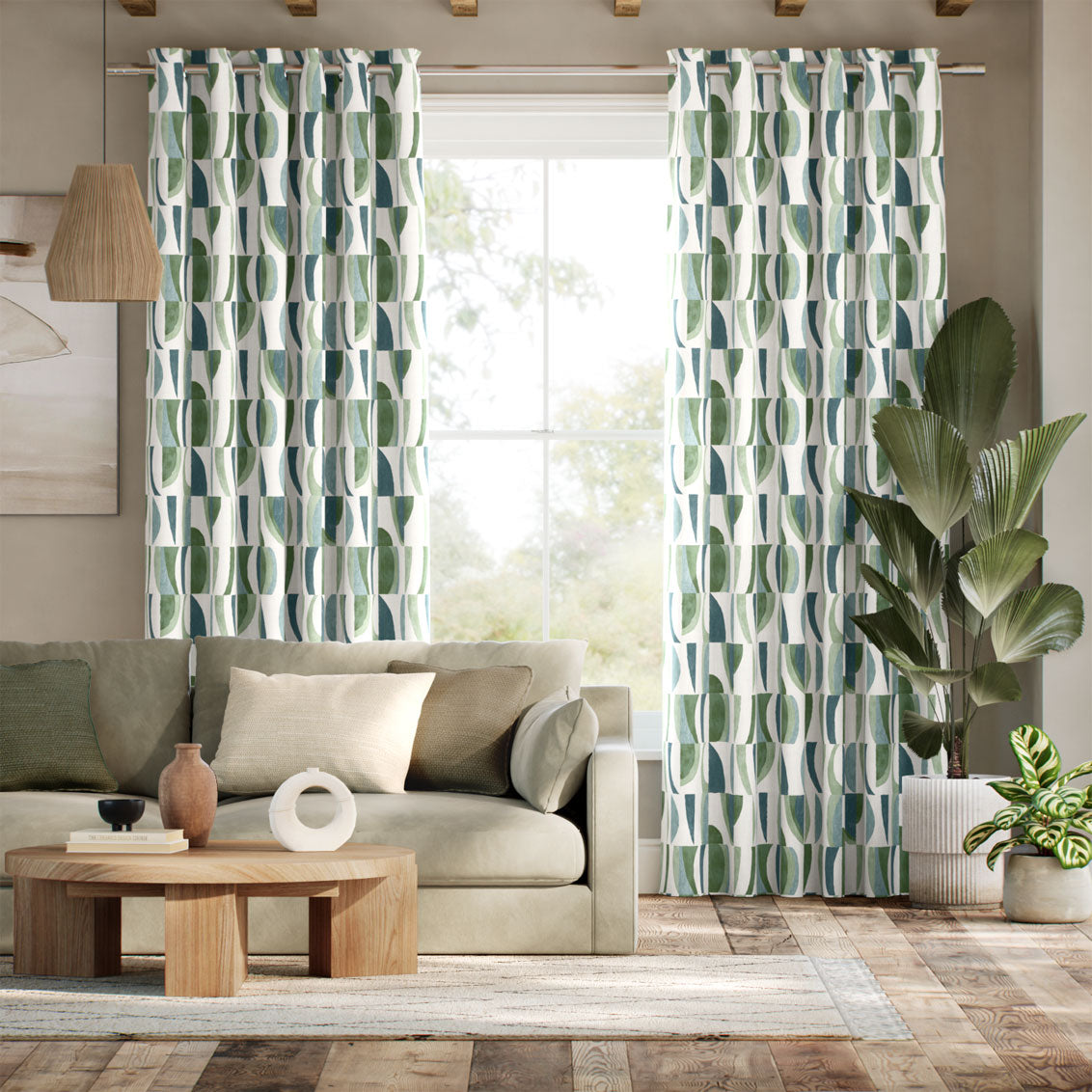 Colorized Torillo Forest & Aqua Curtains 6629