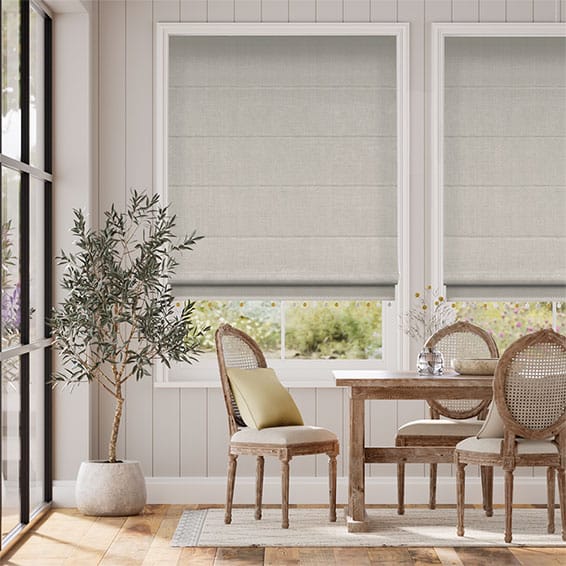 Colorized Bijou Linen Grey Wash & Mustard Roman Blind 8931