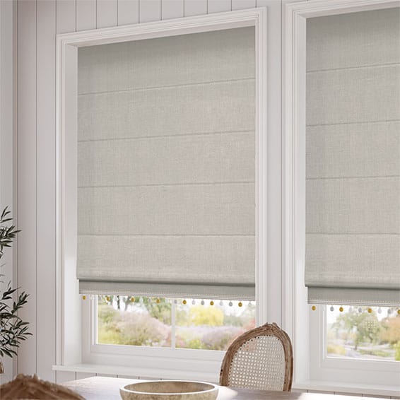 ColorizedZoom Bijou Linen Grey Wash & Mustard Roman Blind Zoom 8931