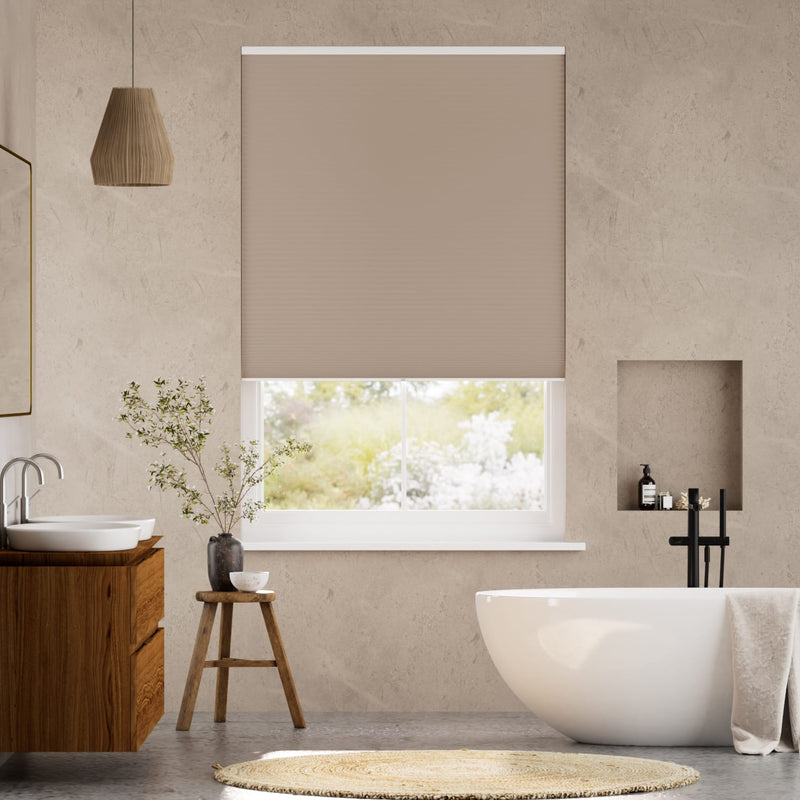 Colorized Electric DuoShade Cordless Mushroom Thermal Blind 9034