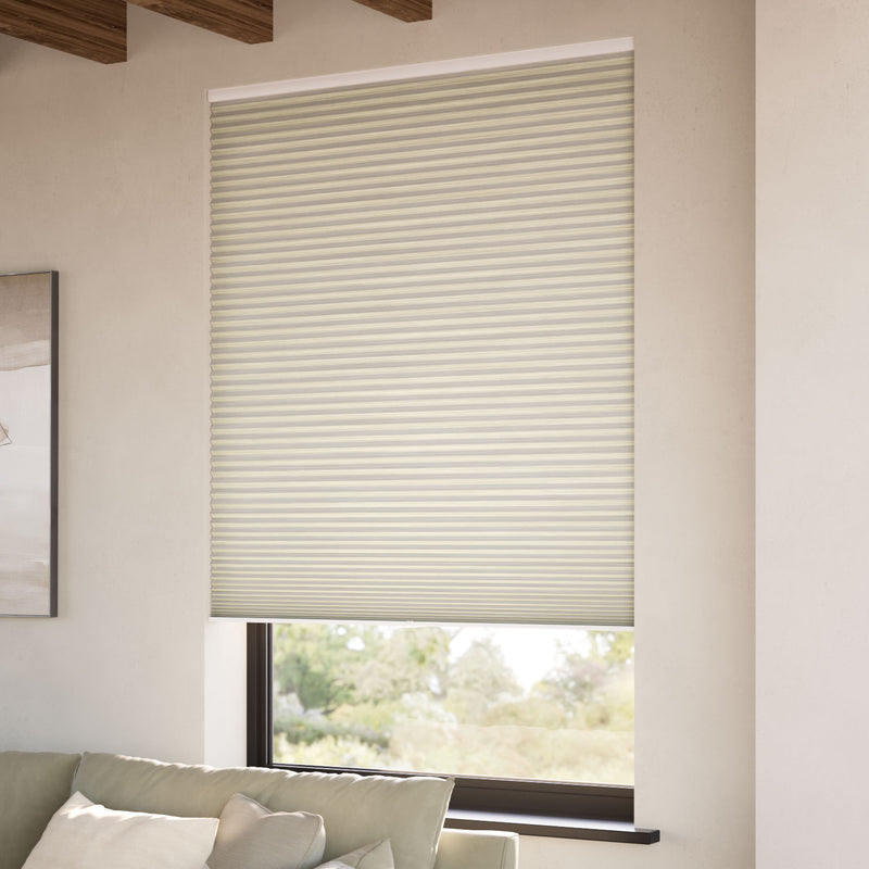 ColorizedZoom Electric DuoShade Cordless Grain Parchment Thermal Blind 9040