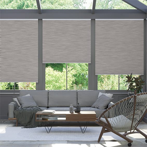 Colorized Electric DuoShade Cordless Grain Urban Grey Thermal Blind 9041