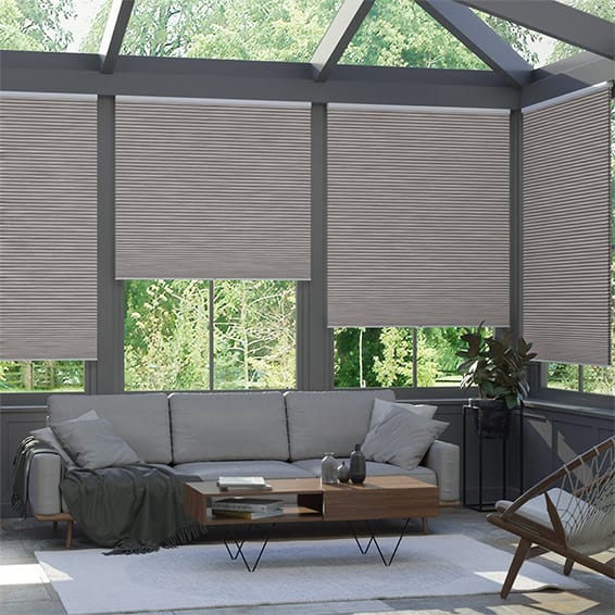 ColorizedZoom Electric DuoShade Cordless Grain Urban Grey Thermal Blind 9041