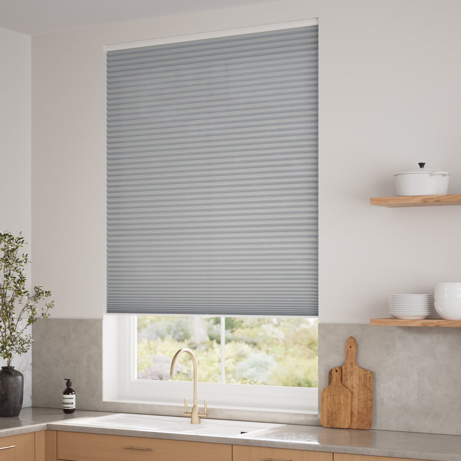 ColorizedZoom Electric DuoLight Cordless Nickel Grey Thermal Blind 9049