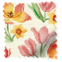 ColorizedSwatch Golden Tulips Pink & Yellow Curtains sample image 9064
