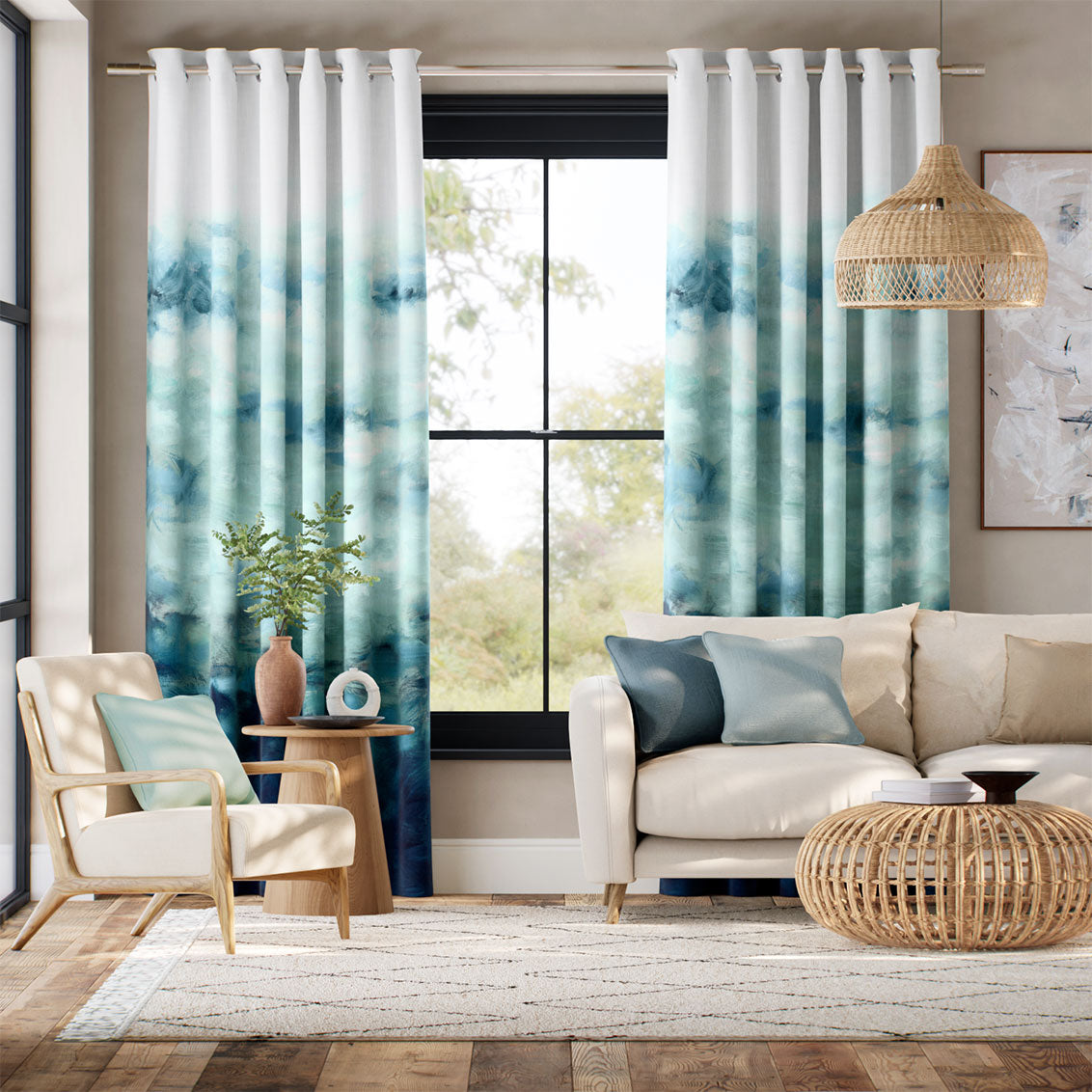 Colorized Nairobi Azure Curtains 9092