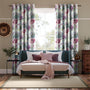 Colorized Fiore Soft Blue Magenta Curtains 9107