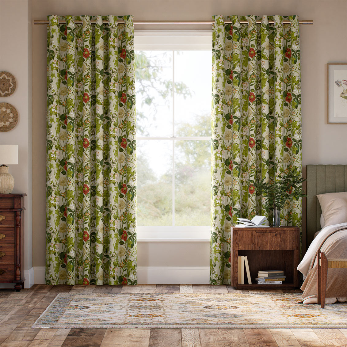 Colorized Passiflora Stone Peach Curtains 9108