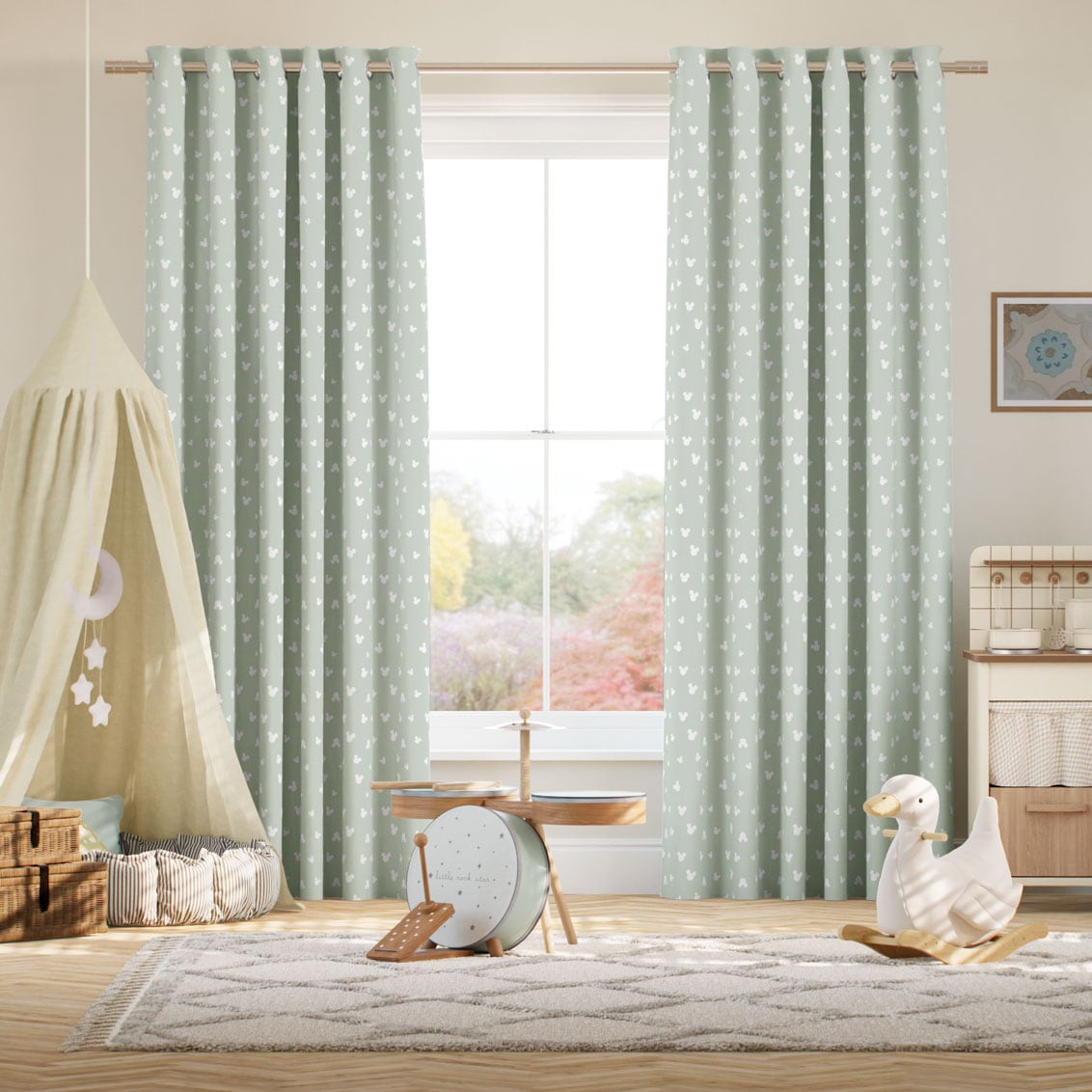 Colorized Mickey Spots Sea Salt Curtains 9111