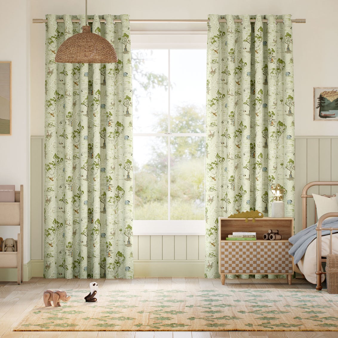 Colorized Hundred Acre Wood Forest Curtains 9114