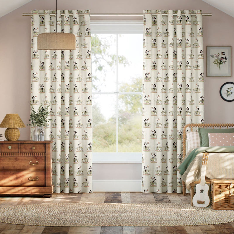 Colorized Minnie On The Move Stripe Natural Curtains 9132
