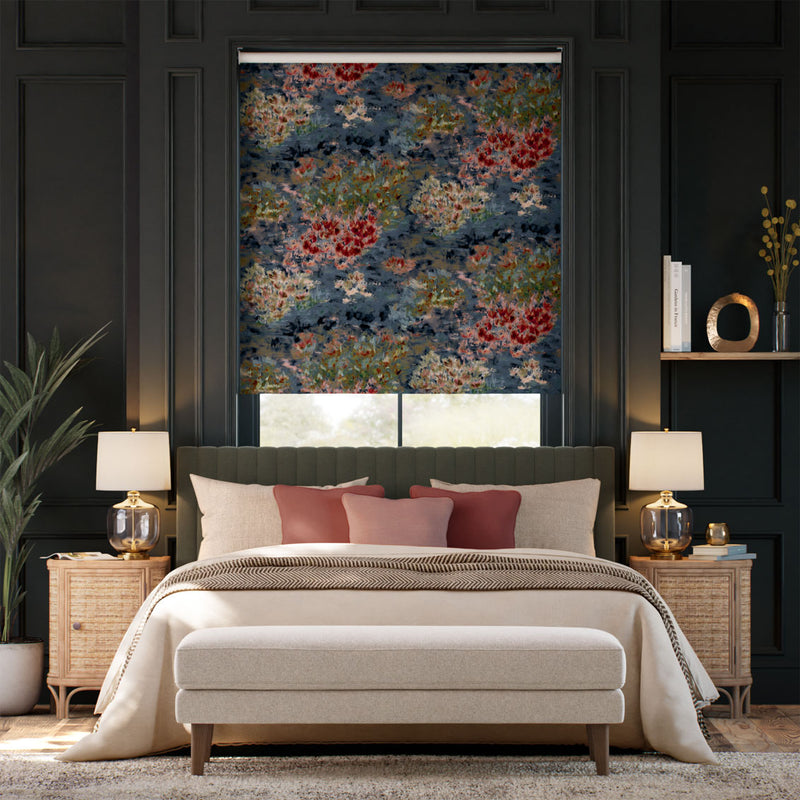 Colorized Fiore Velvet Slate Blue Roller Blind 9194
