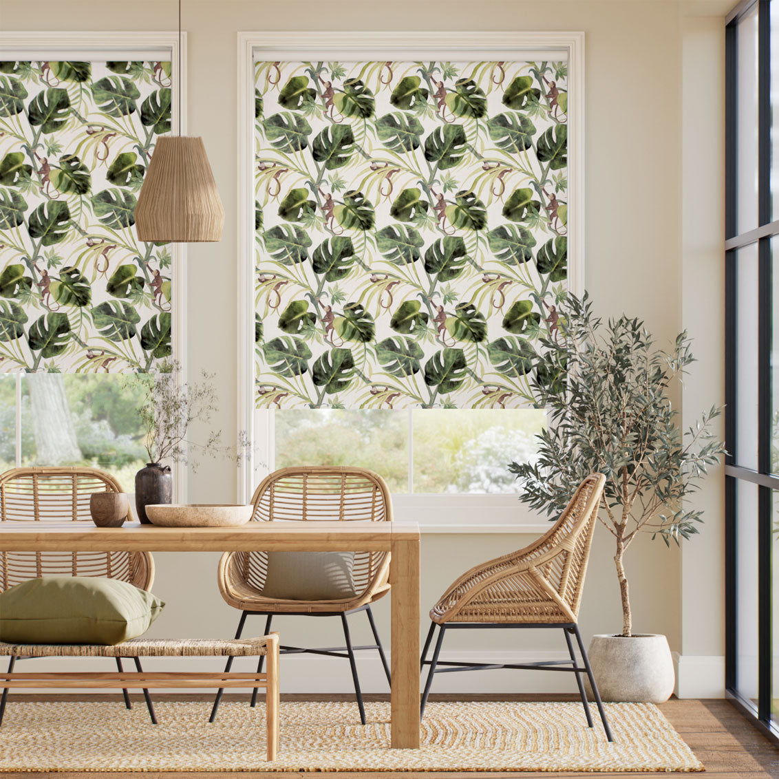 Colorized Monkey Business Linen Roller Blind 9203
