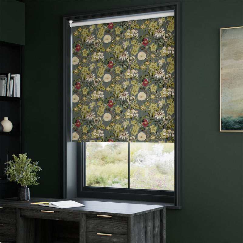 ColorizedZoom Passiflora Velvet Slate Roller Blind 9207
