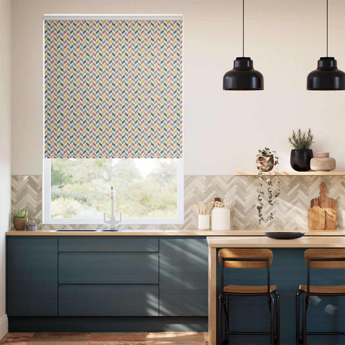 Colorized Twist2Go Phoenix Teal Green Roller Blind 9246