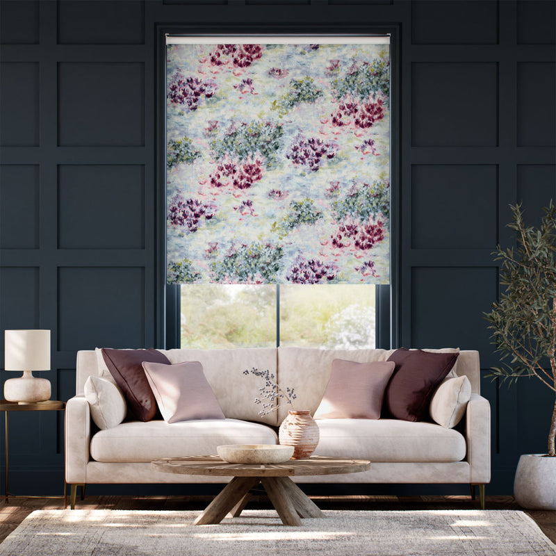 Colorized Twist2Go Fiore Soft Blue Magenta Roller Blind 9271