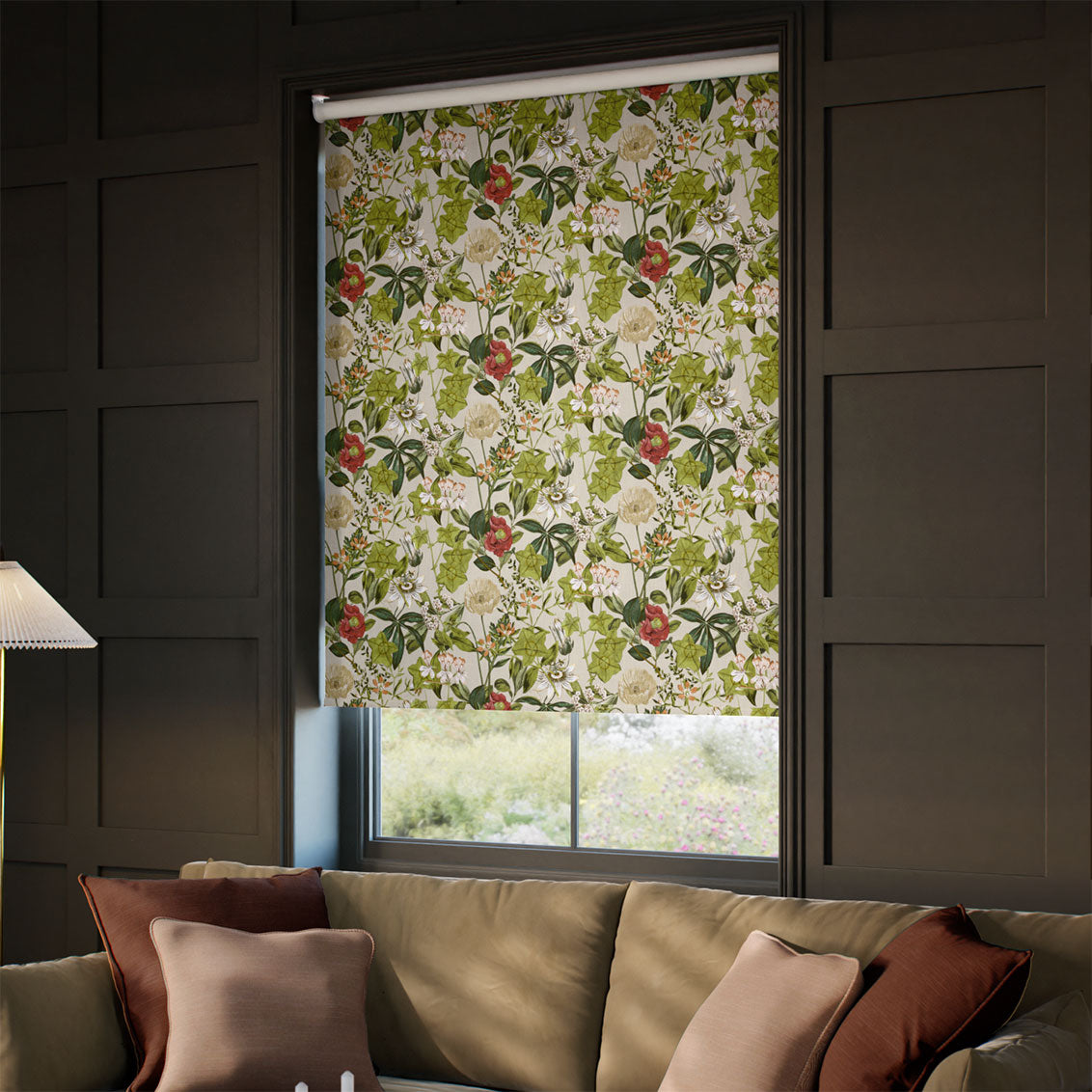 ColorizedZoom Passiflora Stone Peach Roller Blind 9272