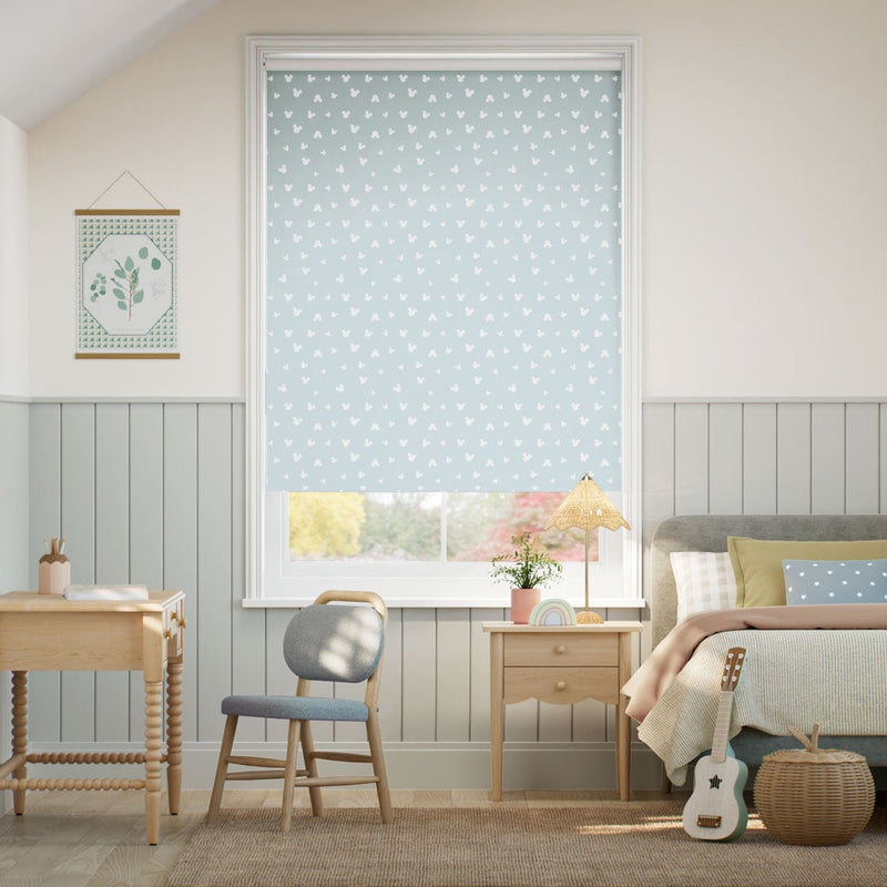 Colorized Twist2Go Mickey Spots Blackout Sky Blue Roller Blind 9279