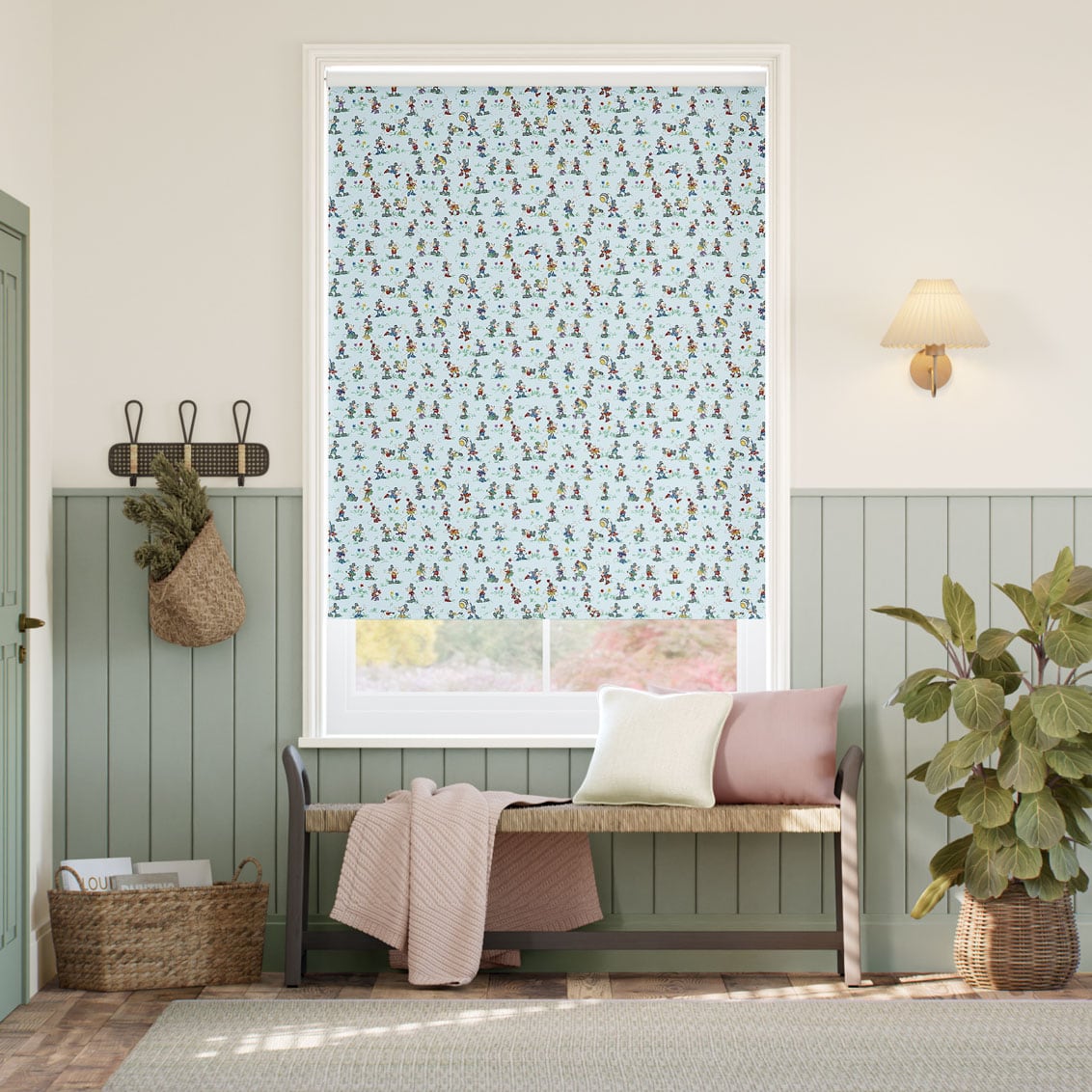 Colorized Mickey & Minnie Blackout Blue Roller Blind 9290
