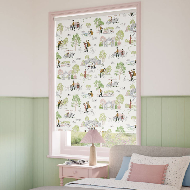 ColorizedZoom Twist2Go 101 Dalmatians Blackout Soft Green & Rose Roller Blind 9301