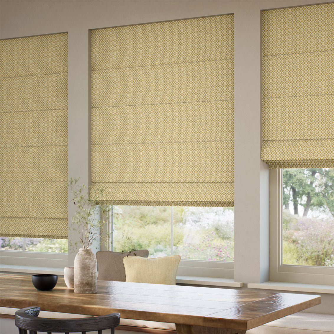 ColorizedZoom Giverny Honey Roman Blind