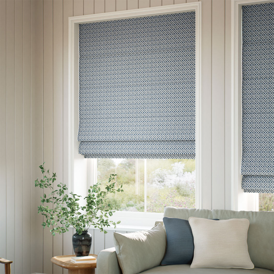 ColorizedZoom Giverny Navy Roman Blind