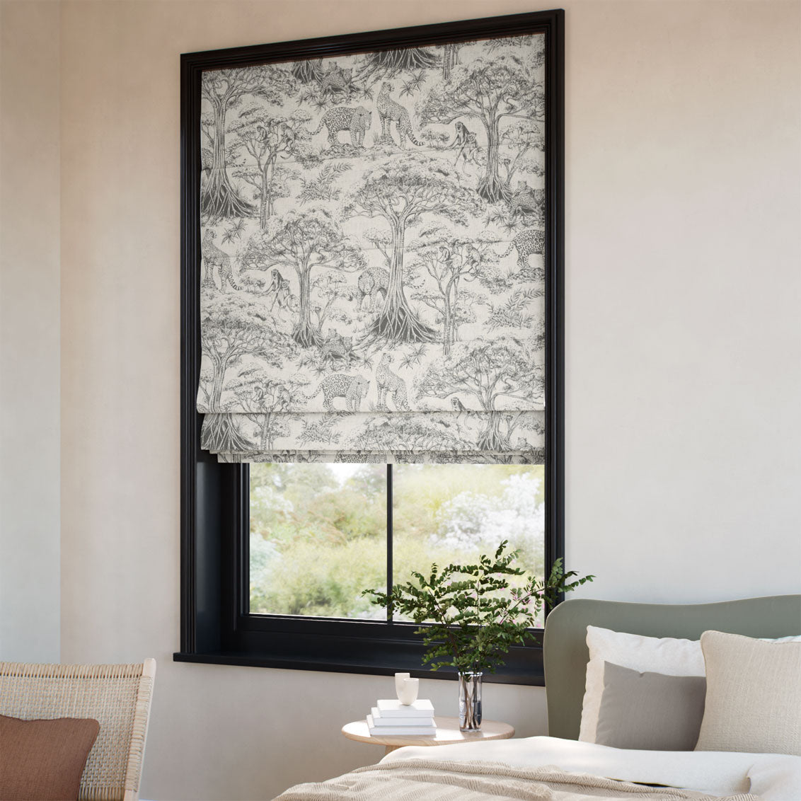ColorizedZoom Kisumu Charcoal Roman Blind