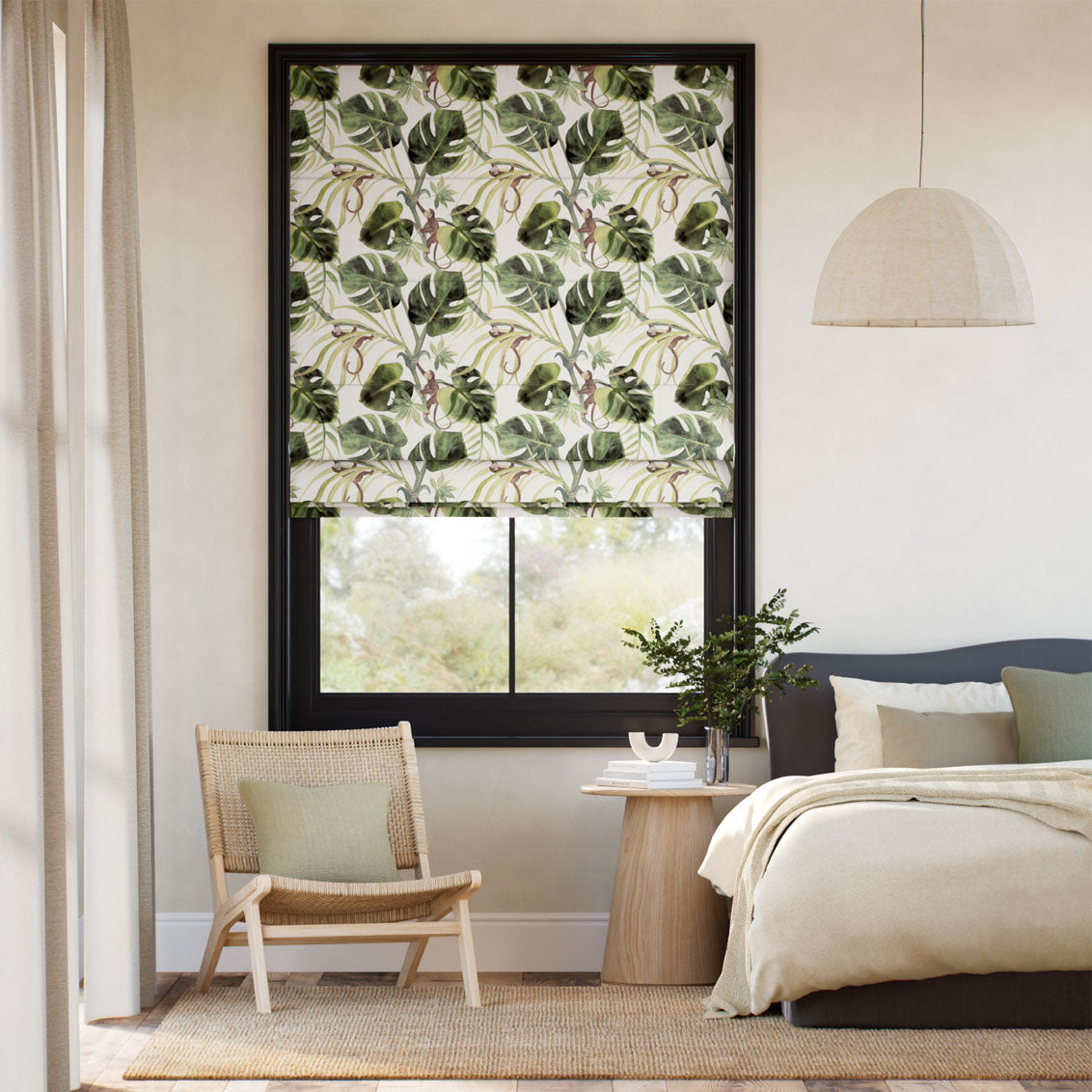 Colorized Monkey Business Linen Roman Blind