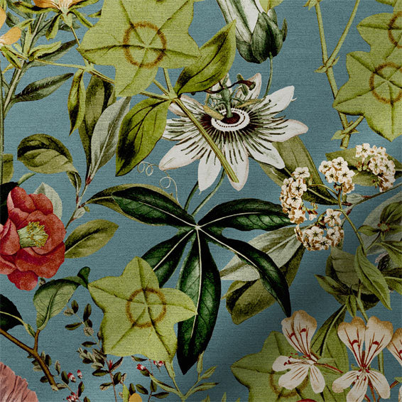 ColorizedPLA Passiflora Velvet Teal Blue Roman Blind