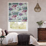 Colorized Fiore Soft Blue Magenta Roman Blind