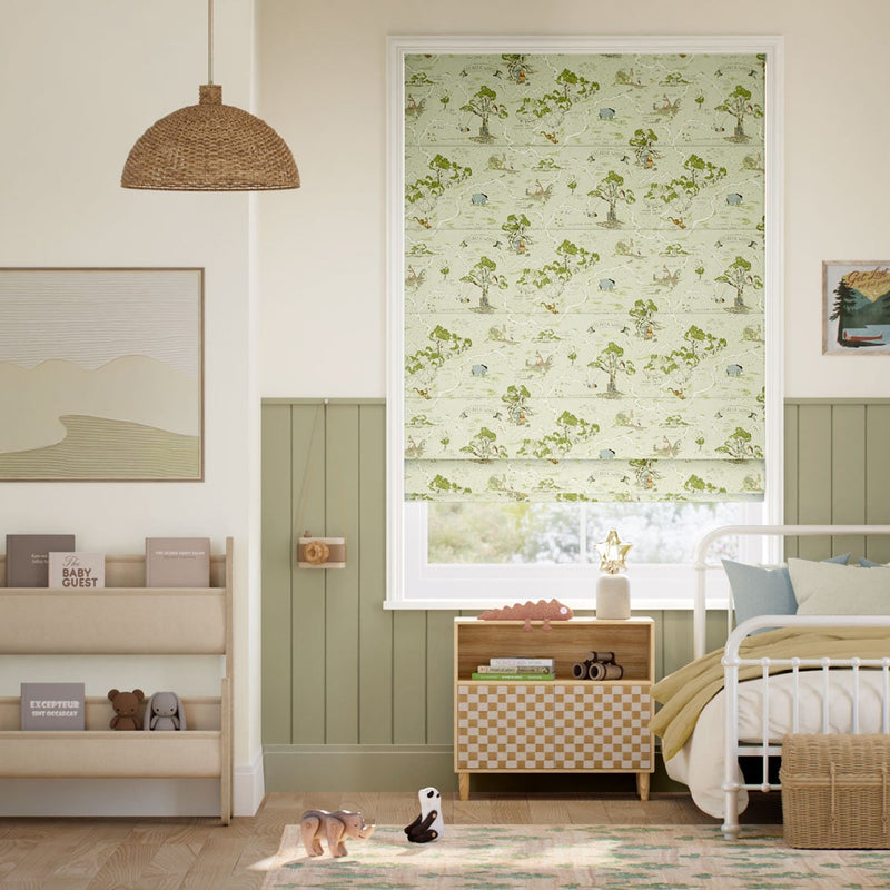 Colorized Hundred Acre Wood Forest Roman Blind