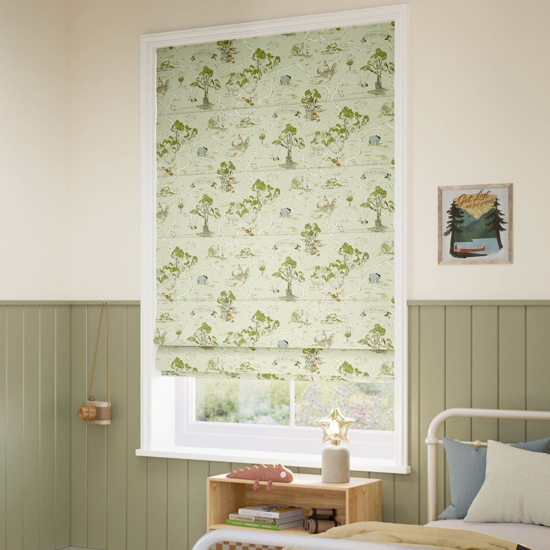 ColorizedZoom Hundred Acre Wood Forest Roman Blind 9393
