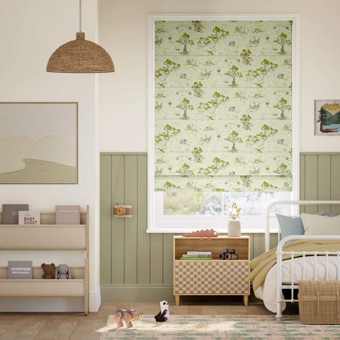 Colorized Hundred Acre Wood Forest Roman Blind 9393