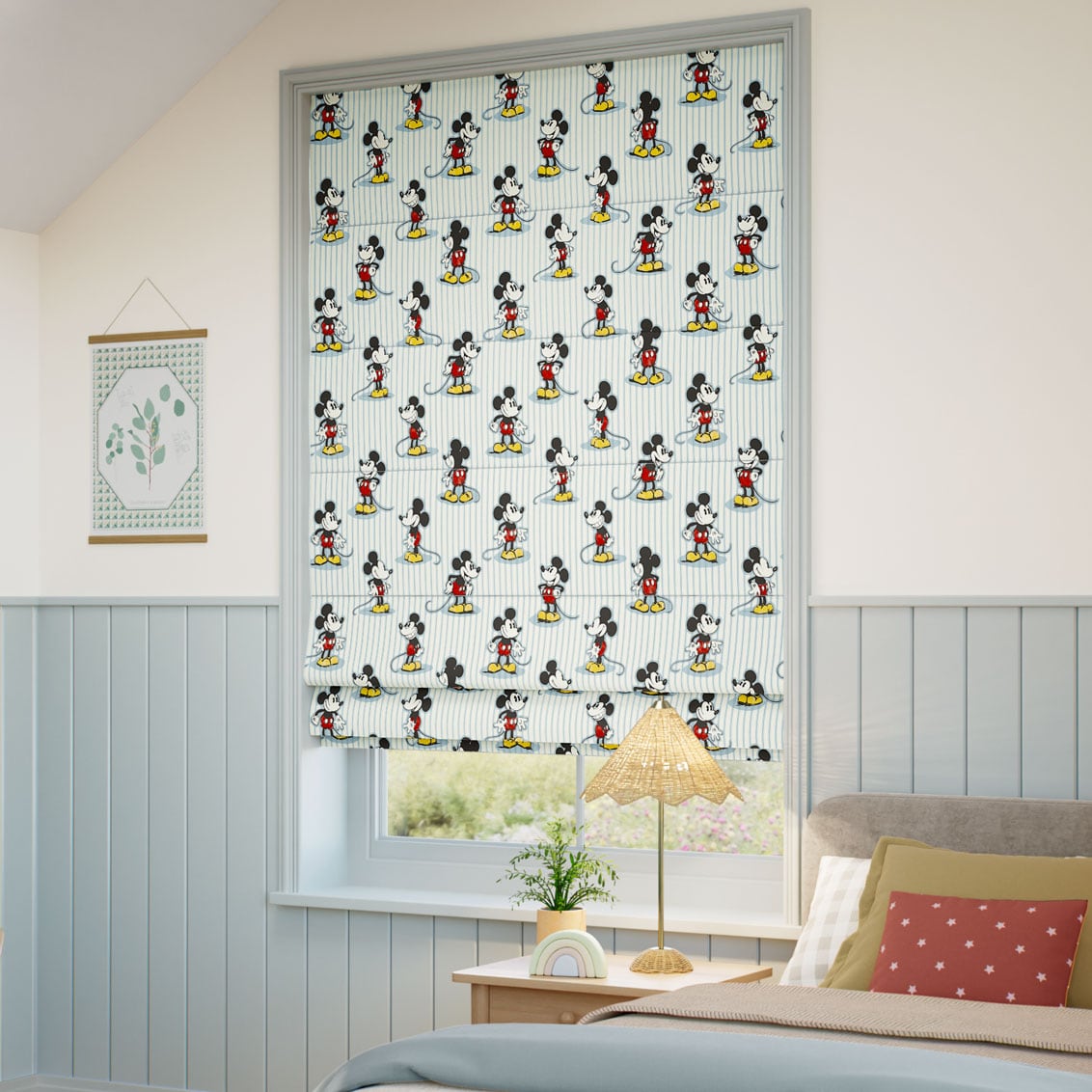 ColorizedZoom Mickey Stripe Chalk Blue Roman Blind 9408